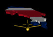 Plane taking off from Costa Rica map flag illustration