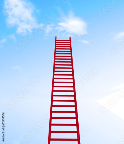 Illustration: ladder leading to a clouds - rendered in 3d ladder leading to a clouds - rendered in 3d