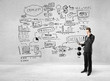 business strategy on concrete wall