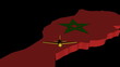 Plane taking off from Morocco map flag animation