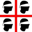 BANDIERA QUADRATA QUATTRO MORI BENDATI SARDI SARDEGNA SARDA
