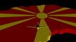 Plane taking off from Macedonia map flag animation