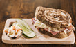 Photo: reuben sandwich with kosher dill pickle and coleslaw reuben sandwich with kosher dill pickle and coleslaw
