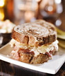 Photo: reuben sandwich with kosher dill pickle and coleslaw reuben sandwich with kosher dill pickle and coleslaw