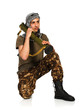 Terrorist with launcher on white background