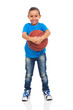 Photo: little girl holding a basket ball little girl holding a basket ball