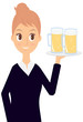 ビールを運ぶ女性