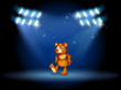 A stage with a bear dancing at the center