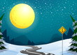 A long winding road under the bright full moon