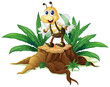 A stump with a happy bee