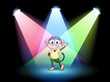 A stage with a male monkey at the center