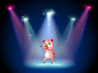 A stage with a pig at the center