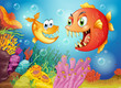 Two fishes with big fangs under the sea