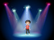 A young actor at the center of the stage
