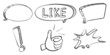 A doodle set of callouts and symbols