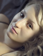 Closeup blonde woman face