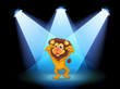 A scary lion at the center of the stage