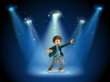 A stage with a boy dancing at the center