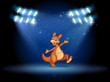 A kangaroo under the spotlights