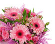 Fragment of colorful bouquet isolated on white background.