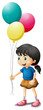 A cute litte girl holding balloons
