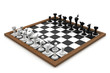 Chess board with figures in white background.