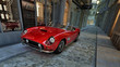 Illustration: roter italienischer Sportwagen in einer engen Gasse roter italienischer Sportwagen in einer engen Gasse