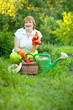   woman in vegetables garden