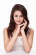 Beautiful brunette girl on white background