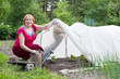  woman  at  vegetables garden