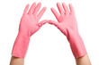 Hands in a pink domestic gloves open