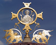 Holy Mother of God with two angels in gold