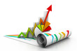 3d business growth graph.