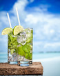 Photo: Cocktail mojito on beach Cocktail mojito on beach