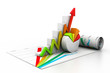 3d business growth graph.