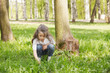 Girl playing in grass