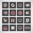 Vettoriale: Cinema web silhouettes on grey buttons Cinema web silhouettes on grey buttons