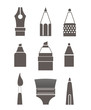 Paint and writing tools silhouettes collection isolated on white
