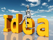 The word Idea with female Robot