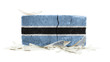 Brick with broken glass, violence concept