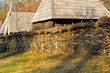 Traditional braiding twigs fence in romanian village