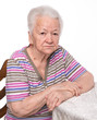 Portrait of old sad woman