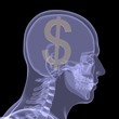 Illustration: Gold dollar in head Gold dollar in head