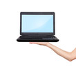 Photo: hand holding laptop hand holding laptop