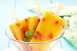 Mango-Peach Ice Cream with Strawberry
