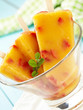 Mango-Peach Ice Cream with Strawberry
