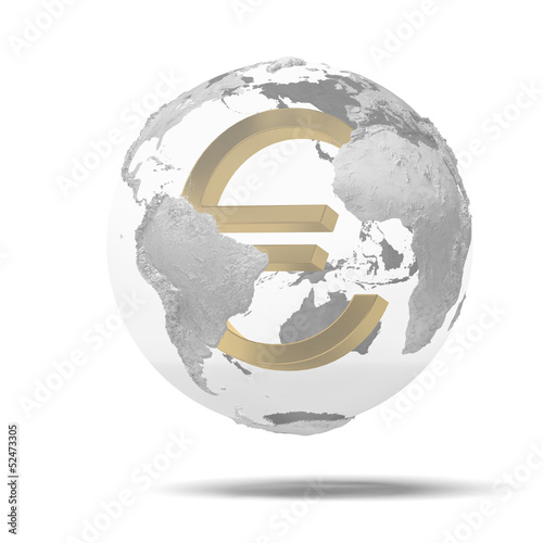 Illustration: Abstract globe with euro symbol inside. Abstract globe with euro symbol inside.