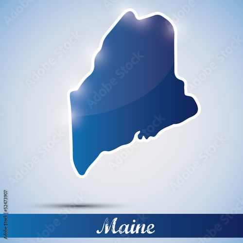 Vector: shiny icon in form of Maine state, USA shiny icon in form of Maine state, USA