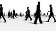 Anonymous Crowd side view silhouettes with one red