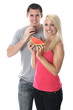 Model Released. Young Couple Eating
